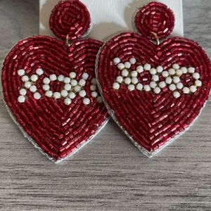 Heart Beaded XOXO Earrings Valentine’s Day NEW
